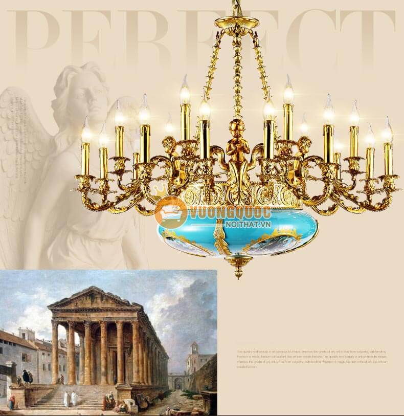 Đèn chùm đồng nến phong cách châu âu abr150-1